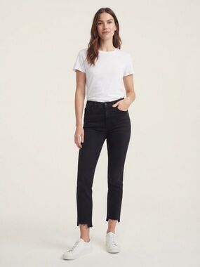 MOTHER The Insider Crop Step Fray Black Night In Paris Jeans Sz 26